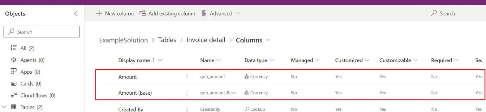 Amount currency field added to Invoice Detail entity