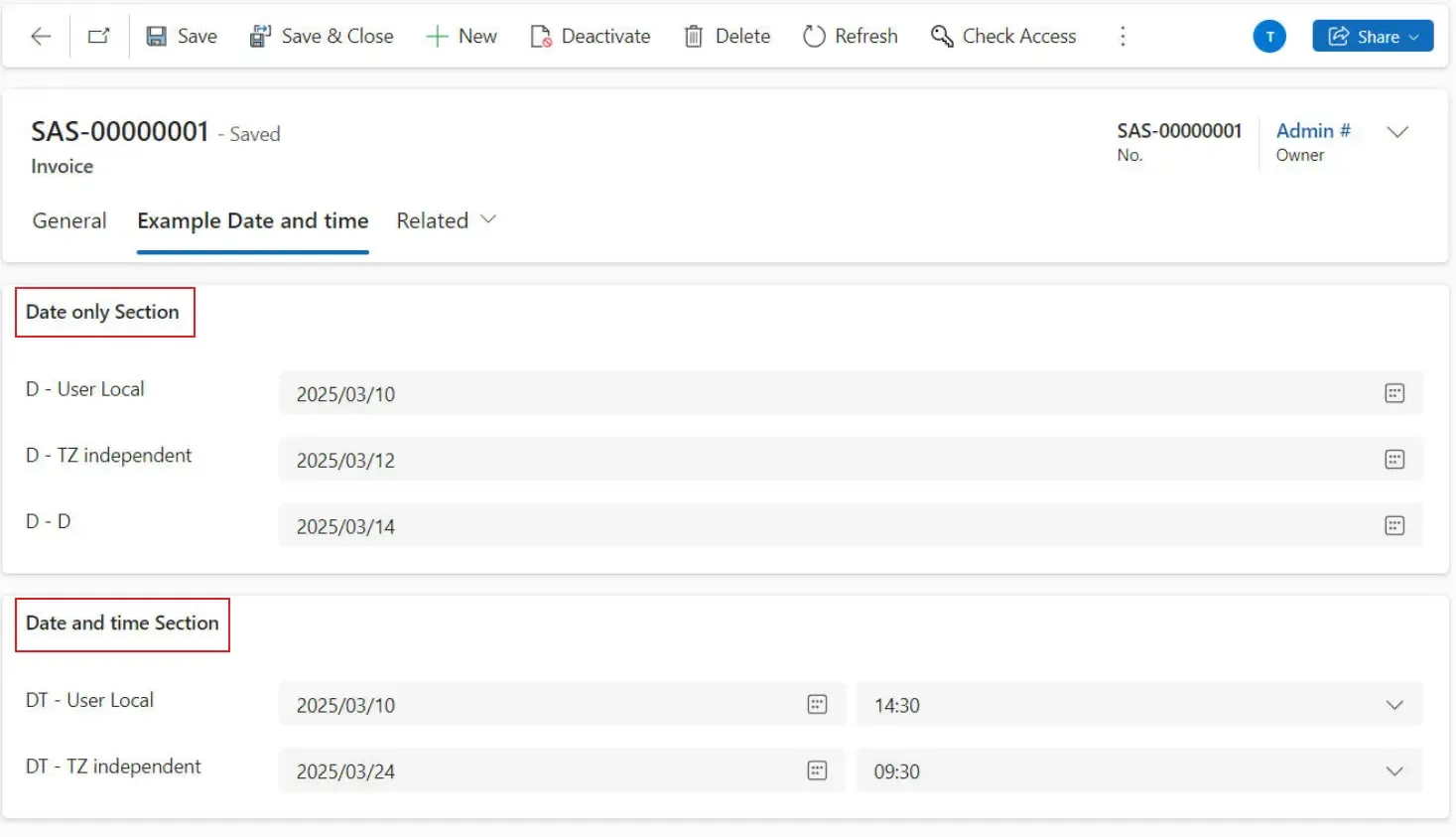 Assign values to Date and Time fields