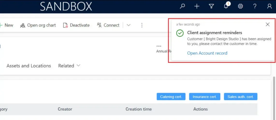 Pop-up Notification in Upper Right Corner